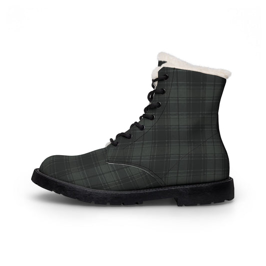 Off Grid Plaid Combat Fur and Leather Boots
