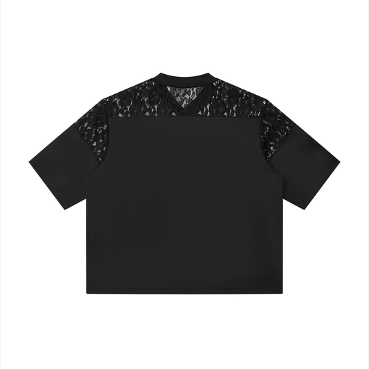 The Femme Fatale Unisex Lace Paneling V-Neck T-Shirt