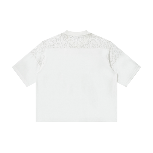 The Femme Fatale Unisex Lace Paneling V-Neck T-Shirt
