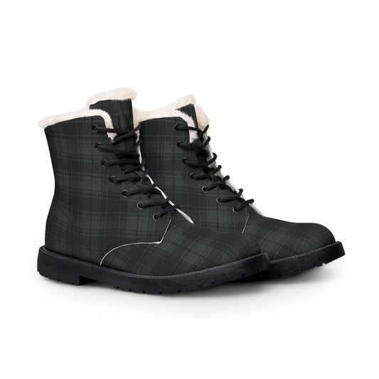 Off Grid Plaid Combat Fur and Leather Boots
