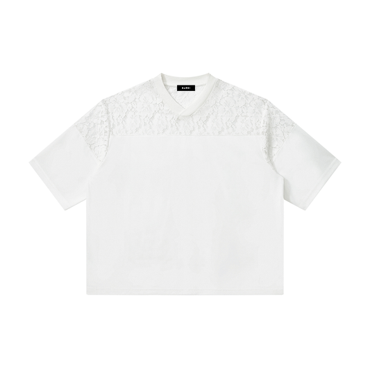 The Femme Fatale Unisex Lace Paneling V-Neck T-Shirt