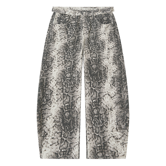 SAUCI Cold Blooded Snake Print Barrel Pants